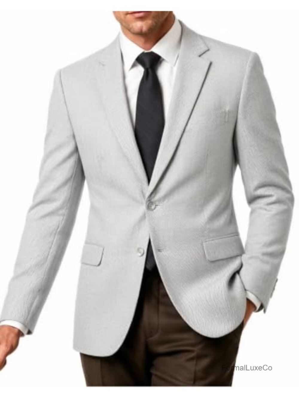 Tweed Slim Fit Blazer Jacket Notch Lapel Single Breasted Formal Sport Coat